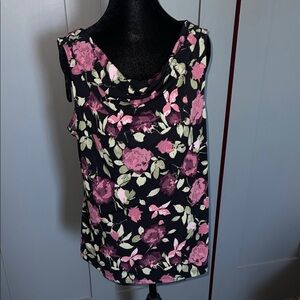Croft & Barrow Pink and Black Floral Tank Top